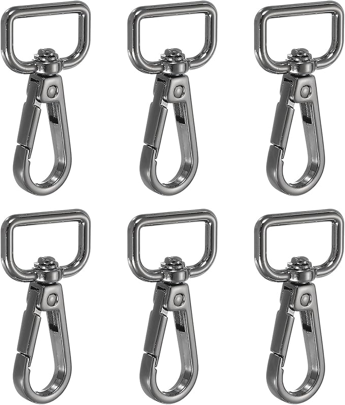 Swivel Snap Hooks, Metal D Ring Keychain Lanyard Clip Hook Lobster Clasp Claw Push Gate Clip - Fitting for(Purse Making - Sewing - DIY Crafts) 6 Pcs & 3/4" & Graphite Black