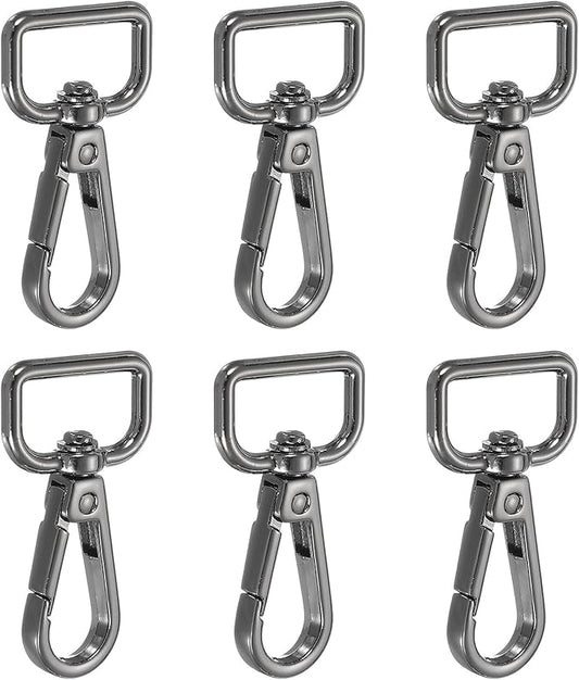 Swivel Snap Hooks, Metal D Ring Keychain Lanyard Clip Hook Lobster Clasp Claw Push Gate Clip - Fitting for(Purse Making - Sewing - DIY Crafts) 6 Pcs & 3/4" & Graphite Black