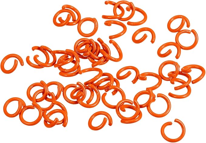 uxcell Open Jump Rings, 8mm Colorful O-Ring Connectors for DIY Crafts Jewelry Making, Carbon Steel, Orange, 200Pcs