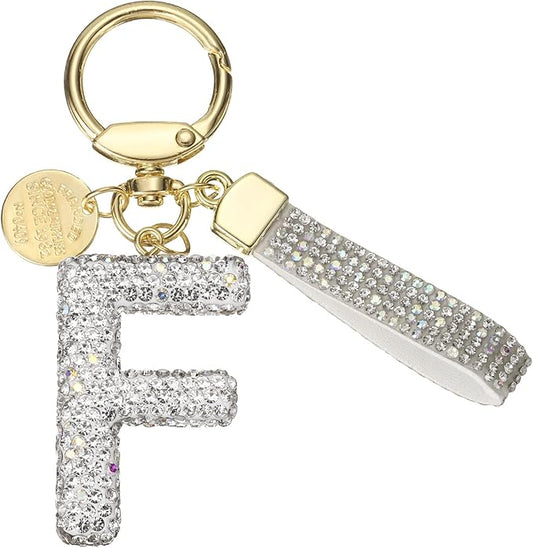 PATIKIL Initial Letter Keychain, Cute Sparkly Rhinestone Key Chain Alphabet Charm for Car Keys Handbags Purse