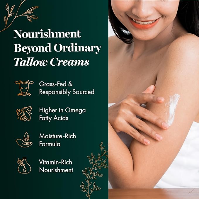 Bison Tallow Face Moisturizer & Neck Cream - Hydrating Moisturizer Face Cream with Bakuchiol and Hyaluronic Acid, Anti Aging Face Cream for Women, Grass-Fed, Fragrance Free 2 oz