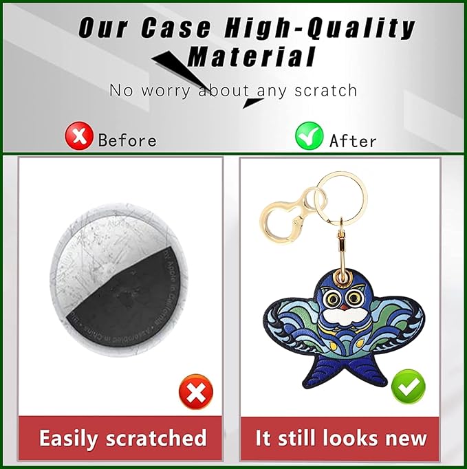Leather Keychain Holder Case Compatible with AirTag,Cute Protective Apple Air Tag Cover with Keychain Ring,Anti-Scratch Finder GPS Tracker Case for Wallet Keys,bag,pets(Kite C)