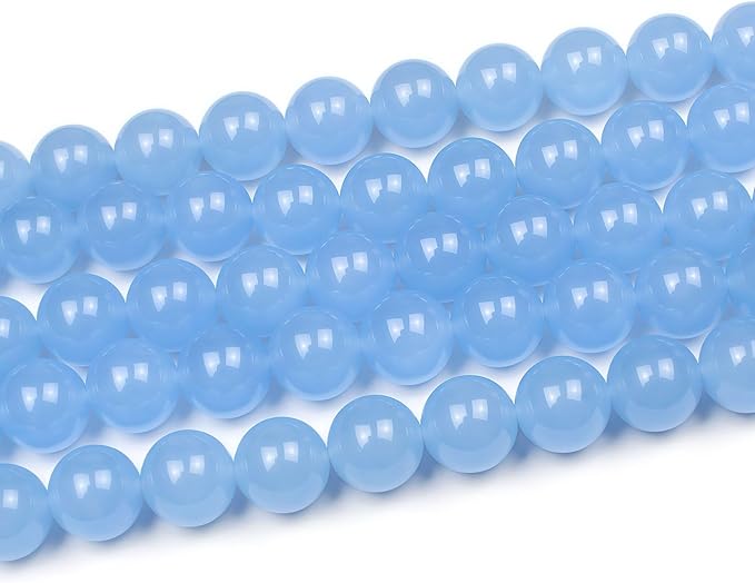 MJDCB Natural Aquamarine Chalcedony Round Loose Beads for Jewelry Making DIY Bracelet Necklace (12mm)
