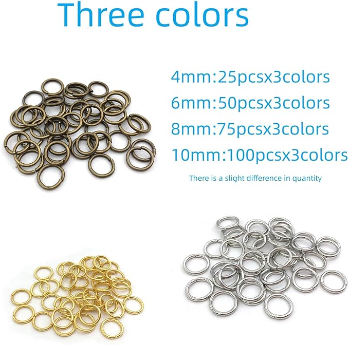 Olylkx Open Jump Rings, Split, Small Big Circle Connecting Living Ring, Split O Ring, Pendant Bracelet Necklace DIY Handmade Jewelry Repair Connection Broken Rings Accessories
