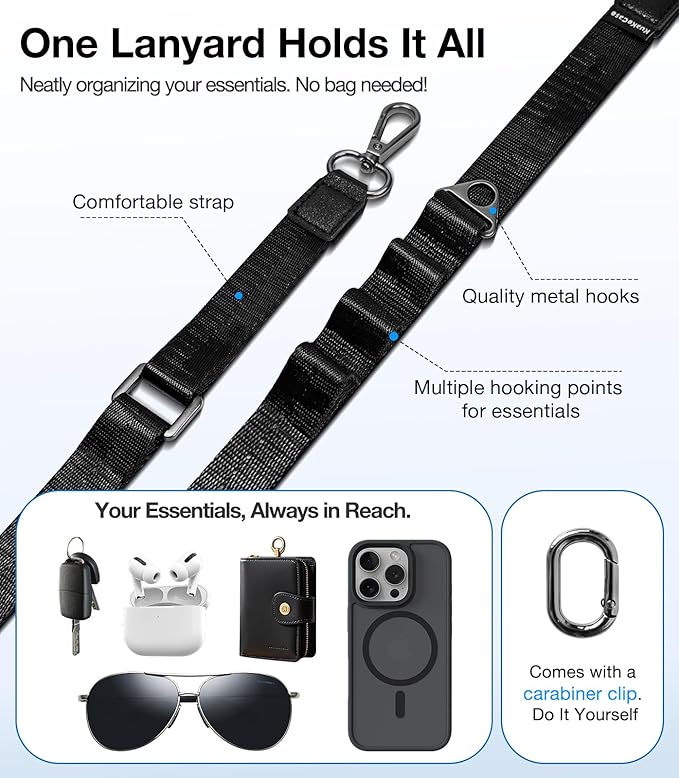 Phone Lanyard Crossbody, Adjustable Anti-Theft Neck Strap with 2 Patches, Durable & Skin-Friendly, Universal CellPhone for iPhone & Android Case, Travel Essential, Beige