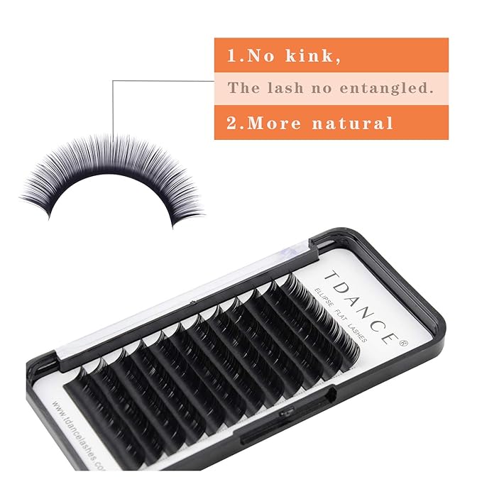 TDANCE Classic Lash Extensions Flat Lashes Eyelash Extensions 0.15mm D Curl Ellipse Eyelash Extensions 8mm Mixed Black Matte Individual Lashes Salon Use(Flat,D-0.15,8mm)
