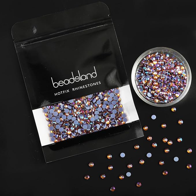 Beadsland Hotfix Rhinestones, 2880pcs Flatback Crystal Rhinestones for Crafts Clothes DIY Decoration, Topaz AB, SS6, 1.9-2.1mm