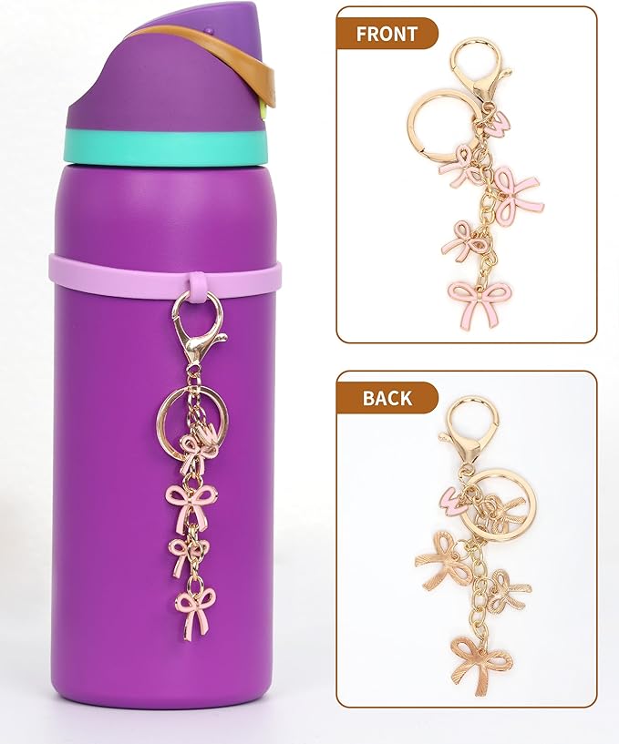 Bow Purse Charms Keychain - Pink Bow Alphabet Letter Key Chain, Bag Charms Wallet