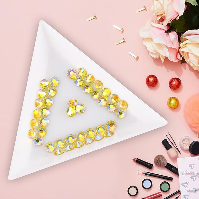 Jollin Glue Fix Crystal Flatback Rhinestones Glass Diamantes Gems for Nail Art Crafts Decorations Clothes Shoes 7.2mm (ss34 288pcs, Lemon AB)