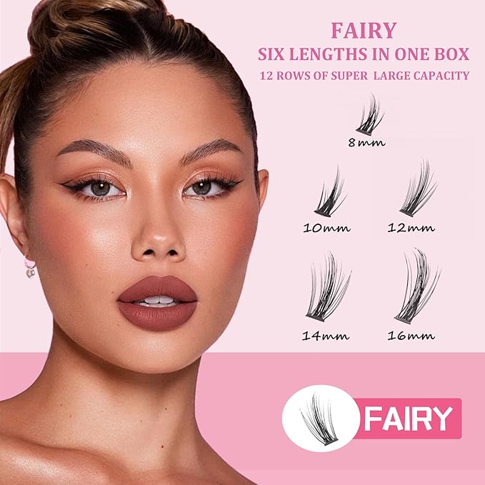 ISOOLU Fairy Lash Clusters Manga Individual Lashes C Curl Wispy Eyelash Clusters WideSpan Eyelash Extension Kit with Lash Bond and Seal Wet-Look Spiky Cluster Lashes (Anime Lash Clusters Kit)