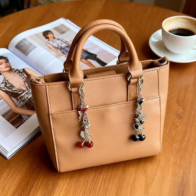 Red Cherry Bag Charms Keychain Charm, Y2K Aesthetic Purse Charm Purse Keychain For Handbag,Backpack Women,Men (Red)