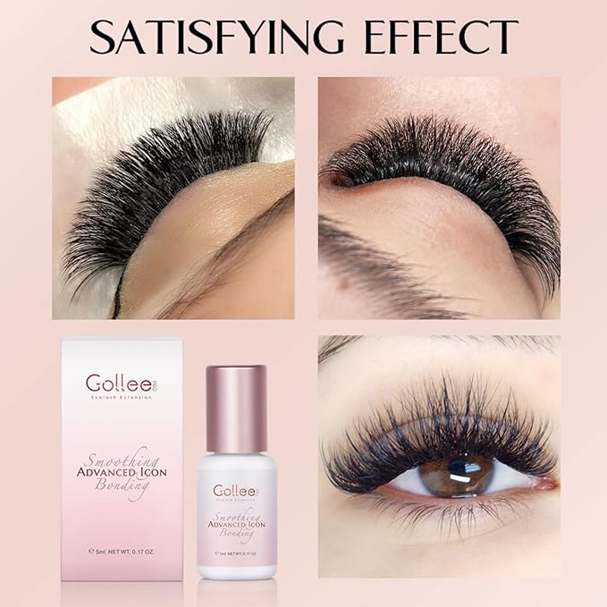 Transparent Eyelash Extension Glue Lash Glue for Eyelash Extensions 1-2 Sec Fast Drying/Retention –7 Weeks / (0.17fl.oz / 5ml) Maximum Bonding Clear Pink Lash Adhesive Professional USE ONLY
