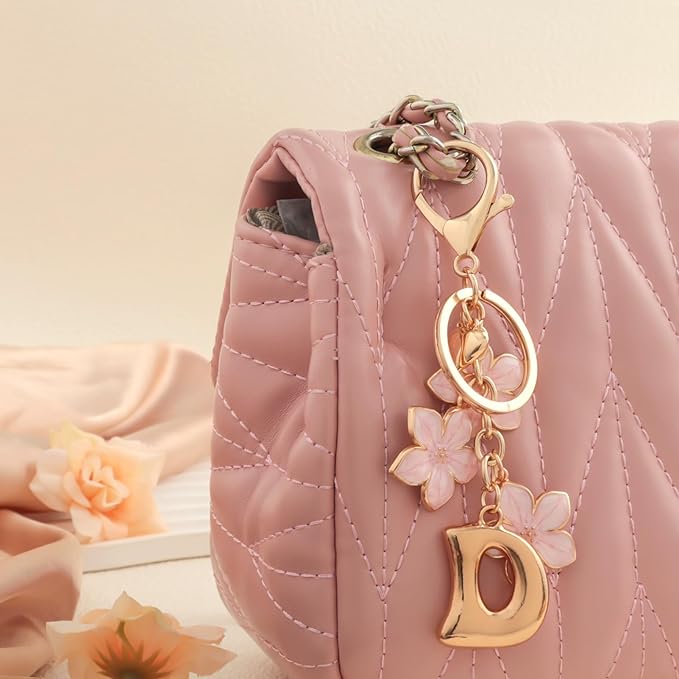 Snycler Bubble Initial Keychain Graceful Flower for bags car remote–A-Z Letter Charms for Women