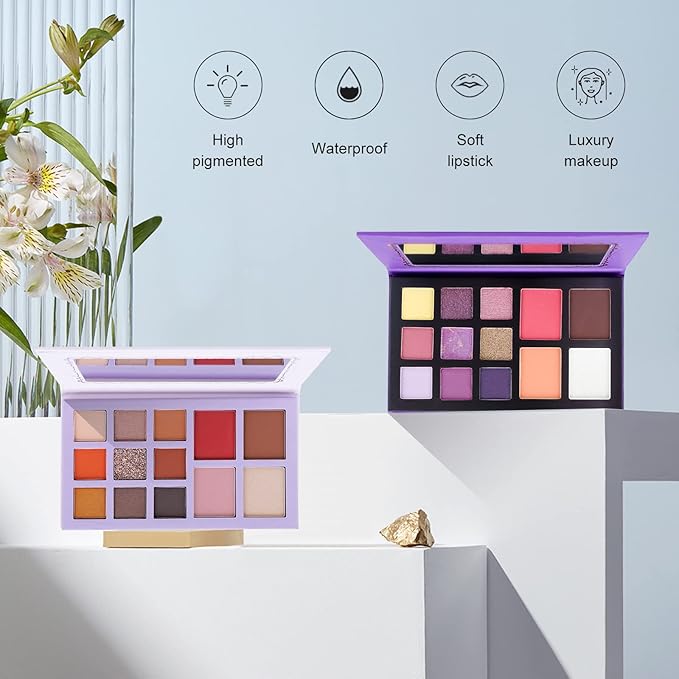 Color Nymph Makeup Organizers, Foldable Storage Box Coming with Full Kit Cosmetic Sets Makeup Kits For Teens Girls Make up Kit Includs Eyeshadow Mascara Lipstick Lipgross Blush and Tools -Purple