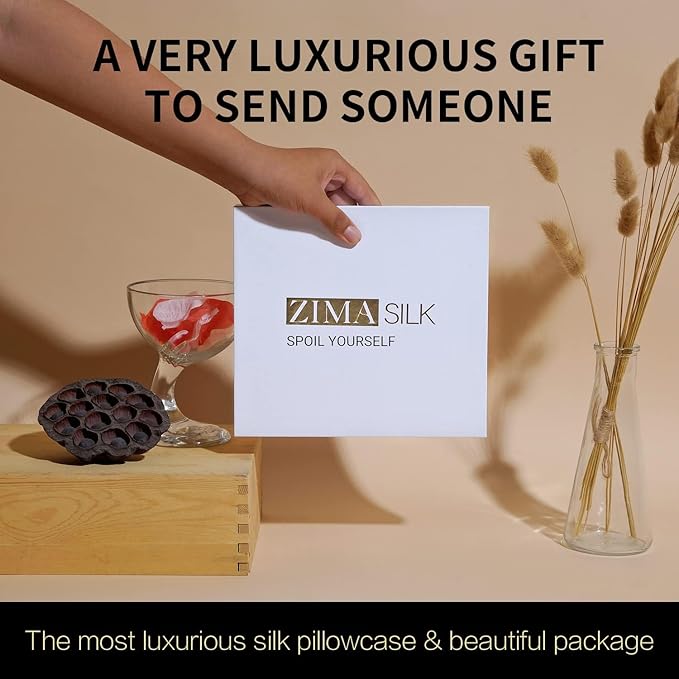 ZIMASILK 25 Momme 100% Pure Mulberry Silk Pillowcase for Hair and Skin Care, Highest Grade 6A Pillow Cases for Women, Long-Lasting Durablity, Gift for Women Men, 1Pc (Queen 20"x30", Black)