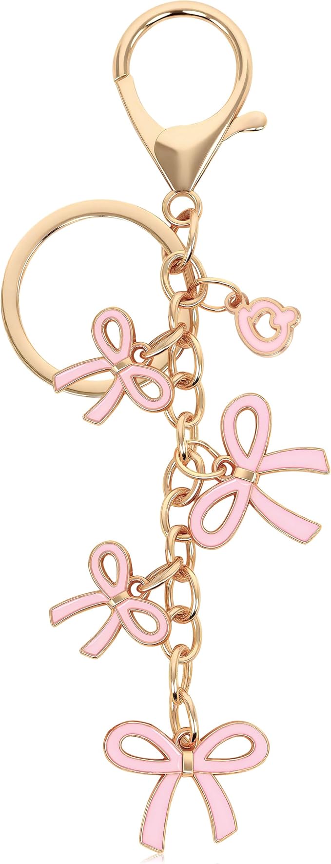 Bow Purse Charms Keychain - Pink Bow Alphabet Letter Key Chain, Bag Charms Wallet