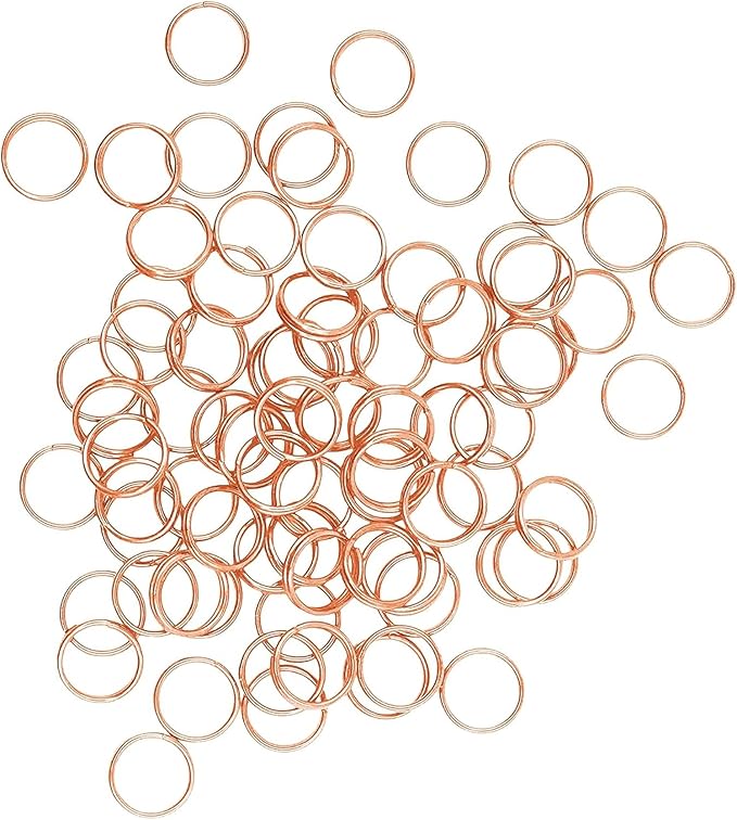 Mandala Crafts 12mm Rose Gold Colored Double Jump Rings for Jewelry Making - 400 Pcs Small Split Key Rings Set for Crafts, DIY Keychains, and Accessories