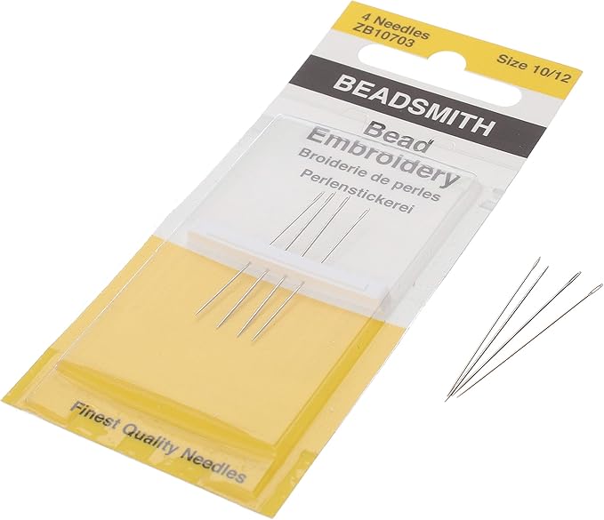 The Beadsmith Bead Embroidery Needles, Size 10 and 12 Assortment, Pack of 4, European Quality, Ideal for Right Angle Weave - The Blunt Tips Will not fray Threads as They Pass!