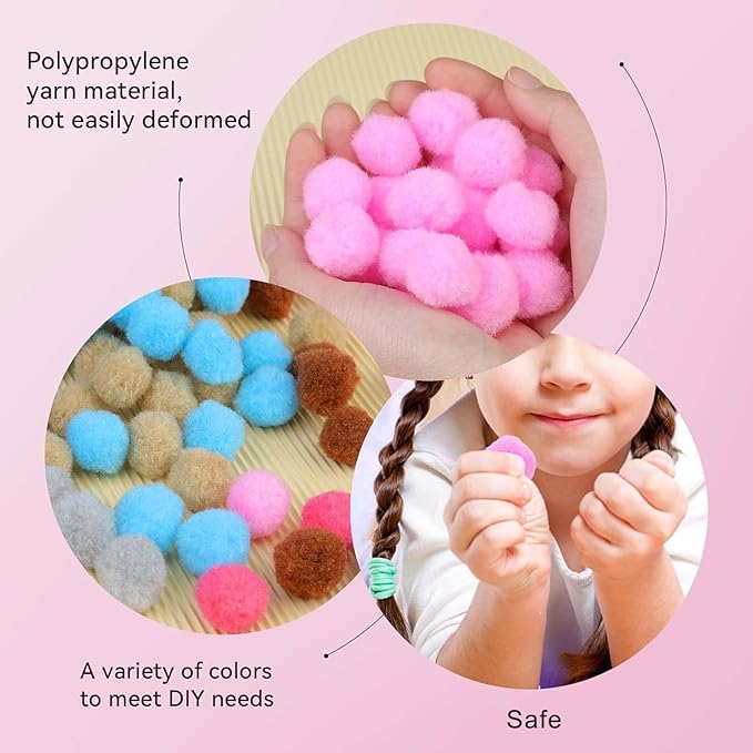 MORFEN 150 Pcs Pom Poms, 1 Inch Light Pink Craft Pom Poms, Fuzzy Pompom Puff Balls, Small Pom Pom Balls for DIY, Arts, Crafts Projects, Home Decorations
