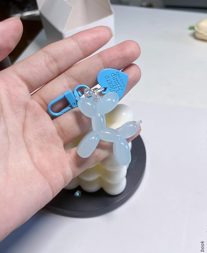 LAEKOU Jelly Balloon Dog Design Keychain for Women, Cute Girls Key Chain, Bag Charms Accessories for Car Purse Backpack