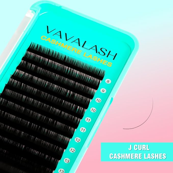 VAVALASH Cashmere Eyelash Extensions 0.03/0.05/0.07/0.15 Premium Lashes B L J Curl Volume Lash Extensions, Soft Super Matte Black Professional Lashes Extension Tray Supplies (0.15-J-8-15MM)