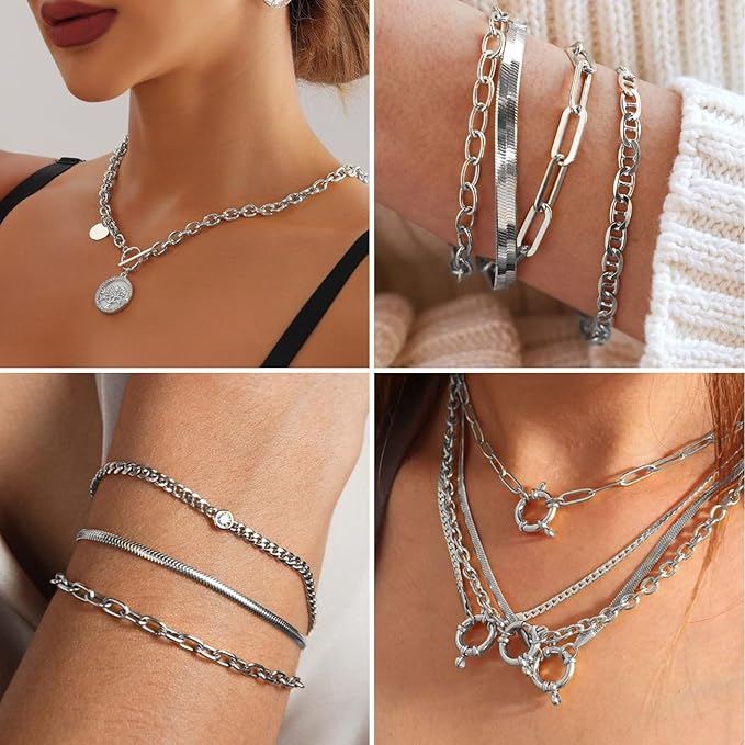 33 Feet Silver Rolo Cable Chains Roll, 4 MM Silver Plated Aluminium Oval Cable O Links Chain Bulk Spool for Jewelry Making DIY Craft