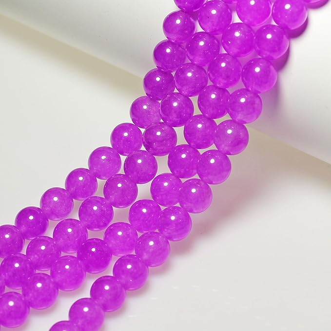 MJDCB Stone Beads 6mm 60pcs Round Purple Red Jade Loose Gemstone Bead Charms for Jewelry Making Bracelet Necklace Earring Pendant