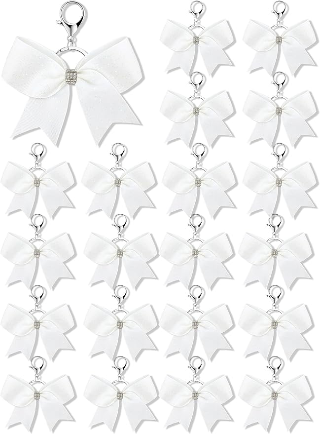 Tondiamo Cheer Bow Keychain Cheer Keychain with Rhinestones Cheerleader Keyrings for Teen Cheerleading Sports Accessory