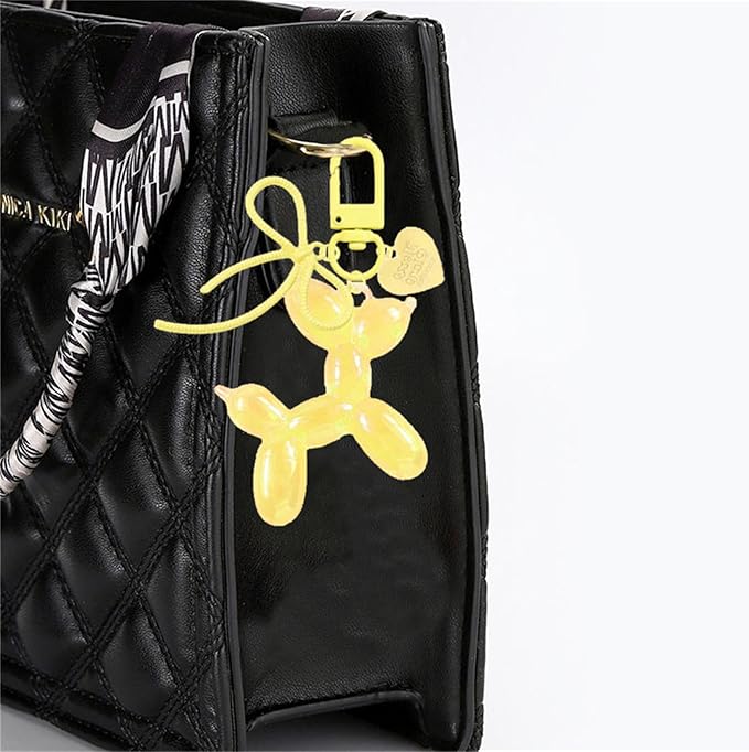 Dreuyet 2Pcs Jelly Balloon Dog Keychains Kawaii Cute Bag Purse Charms Key Chain with Bow Y2K Aesthetic Accessories