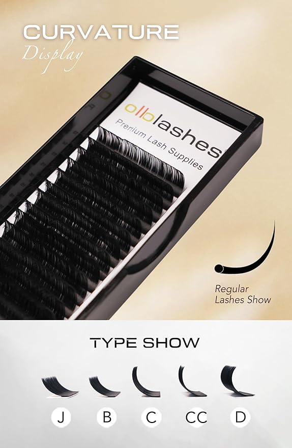 OLLOLASHES Eyelash Extension B C CC D J Curl Mix 5-20mm 0.03 0.05 0.07 0.15 Super Matte Classic Lash Extensions Professional Supplies for Lash Techs (C-0.05, 8-15mm)
