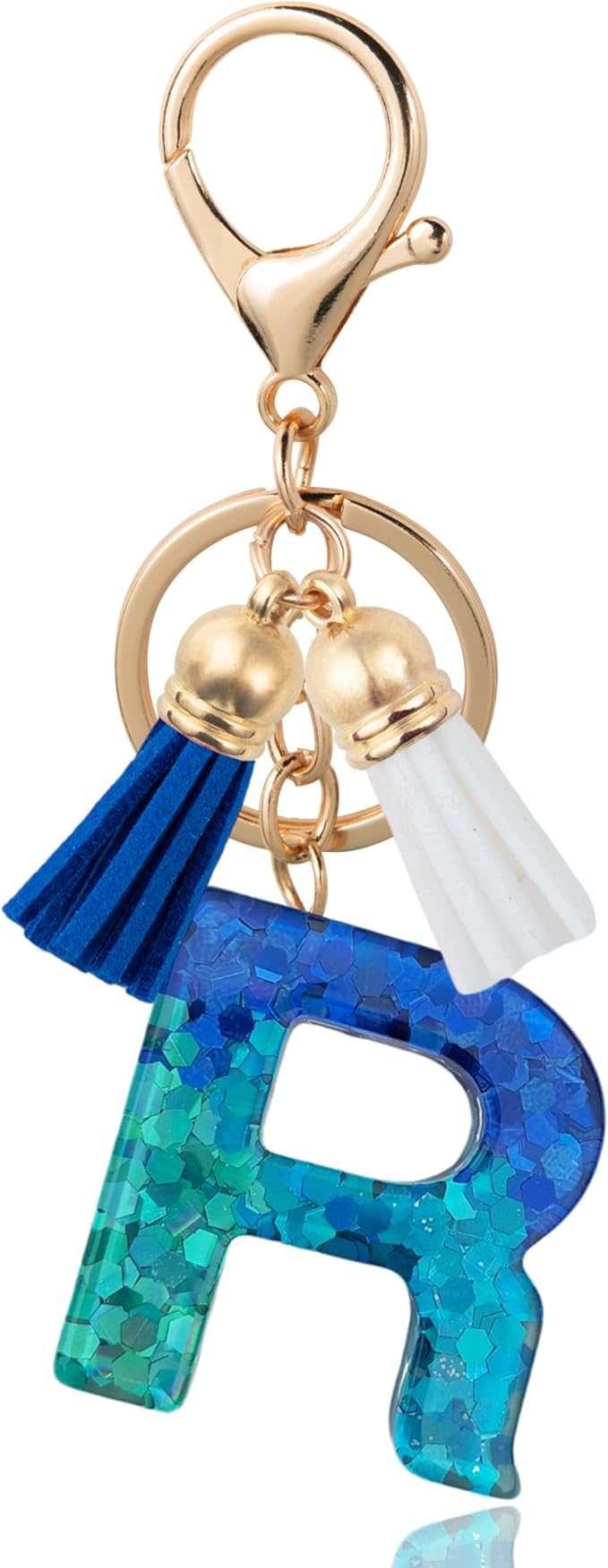 Initial Letter Keychain Cute Resin with 2 PU Tassel, Letter Keychain for Backpack Charms, Initial Keychains for Women