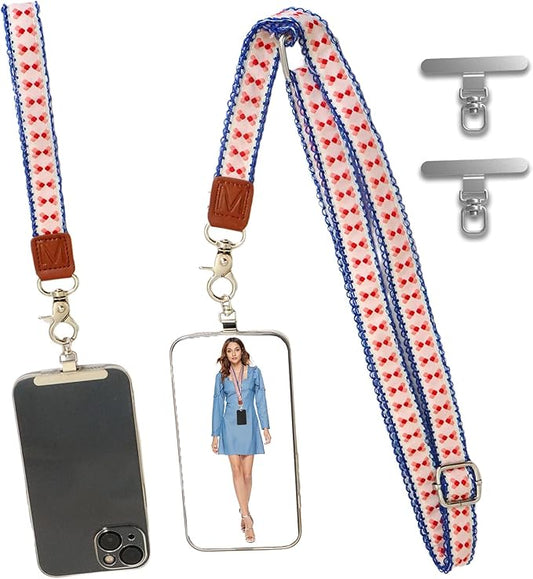 LEMEDE Wrist Keychain and Adjustable Phone Lanyard, Silver Hook Phone Crossbody Strap with 360° Rotating Phone Pads