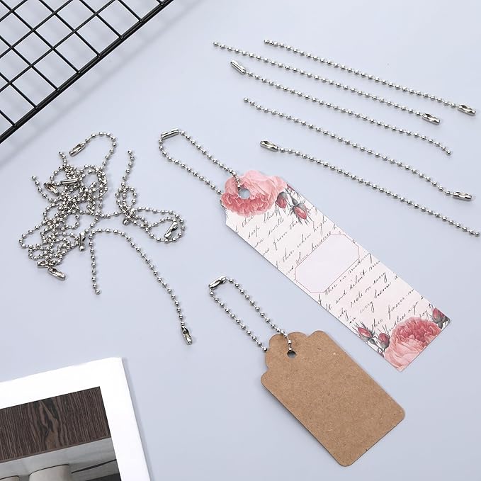 100 Pcs Ball Beads Chain 4 Inch Bulk Metal Chain Keychain Rings Silver Dog Tag Metal Chains with Connector Keychain Extension Chains for Tag Jewelry Making Hanging Decoration