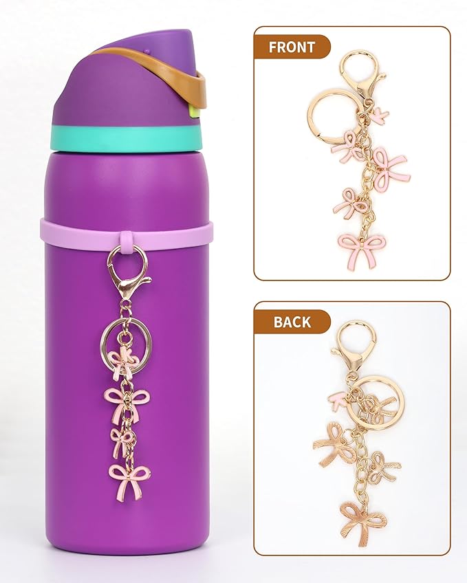 Bow Purse Charms Keychain - Pink Bow Alphabet Letter Key Chain, Bag Charms Wallet