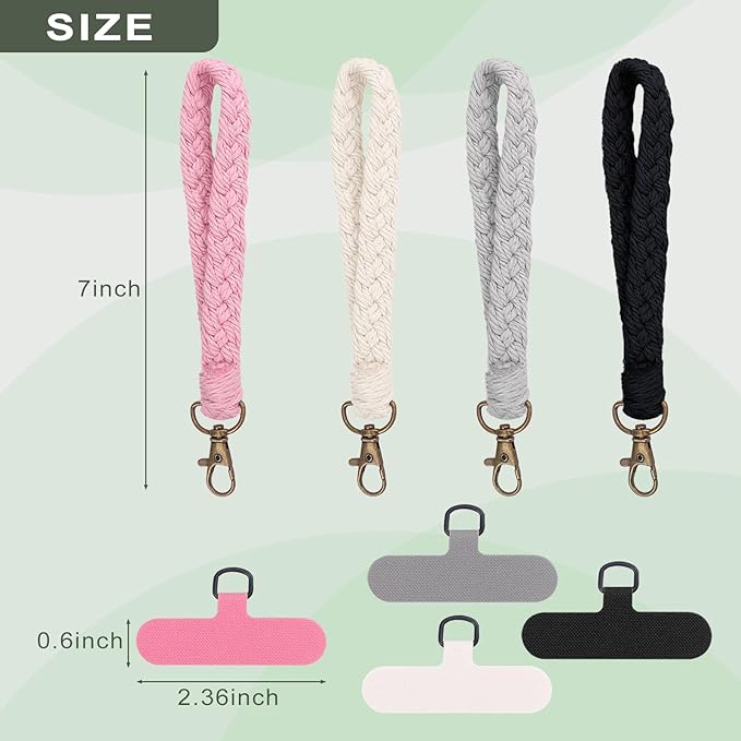 4 PCS Charm Cell Phone Wrist Strap Lanyard with Tether Tabs,Anti LossTheft,Unisex for Gym Travel
