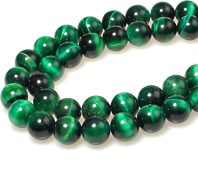 MJDCB Stone Beads 6mm 60pcs Round Green Tiger's Eye Loose Gemstone Bead Charms for Jewelry Making Bracelet Necklace Earring Pendant