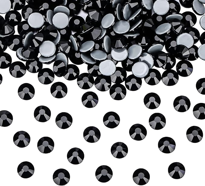 Hot Fix Crystal Flatback Rhinestones Glass Diamantes Gems 8.4mm(40ss 144pcs, Jet)