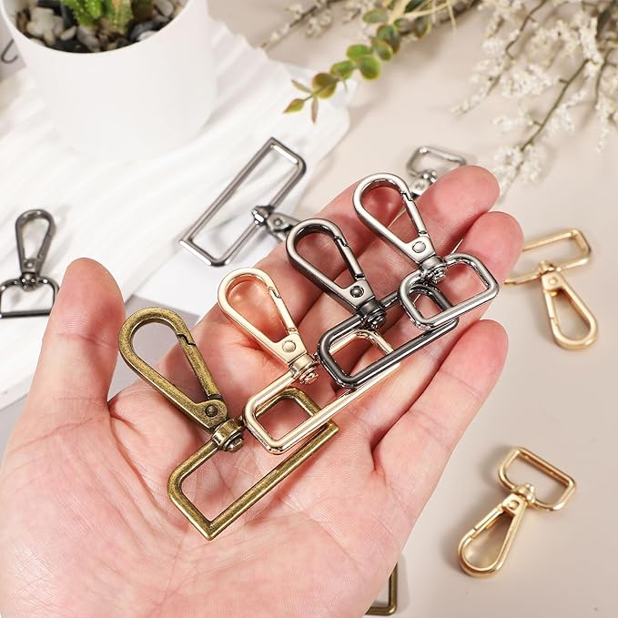 Swivel Snap Hooks, Metal D Ring Keychain Lanyard Clip Hook Lobster Clasp Claw Push Gate Clip - Fitting for(Purse Making - Sewing - DIY Crafts) 6 Pcs & 1" & Bronze