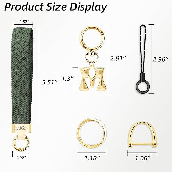 Stretchy Wristlet Initial Keychain, Key Chains Women Cute with Keyring, Llaveros para Mujer, Car Key Accessories