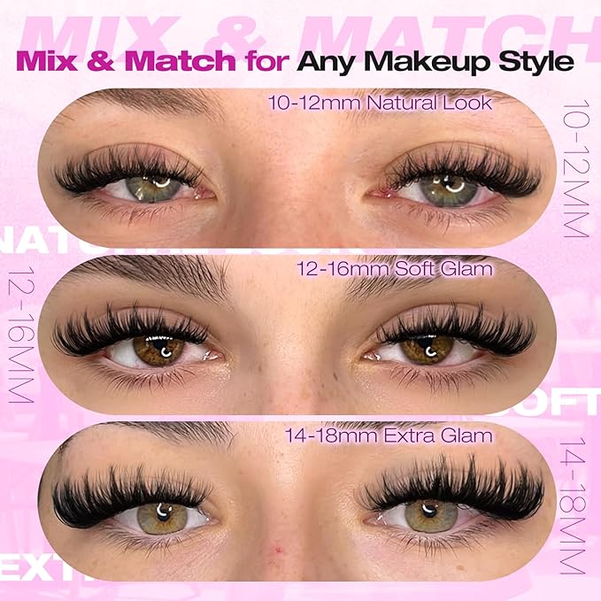 Wispy Lash Clusters DIY Lash Extensions D Curl 10–18mm Eyelash Clusters Spiky Volume Cluster Eyelash Extensions 280PCS Cluster Lashes Natural to Glam Look At-Home Lash Extension Look by Yawamica