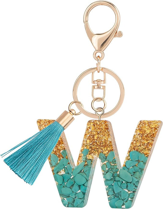 Suweibuke Cute Pink Key Chains for Women Girls, Initial Letter Keychains with Tassel, Charms for Key Purse Handbags Backpacks