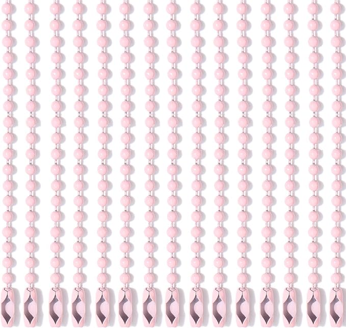Lemonkey 10Pcs Ball Beads Chains Bulk,Pink Keychains Rings Metal Chains,4 Inch Dog Tag Metal Small Chains with Connectors for Hanging Decoration