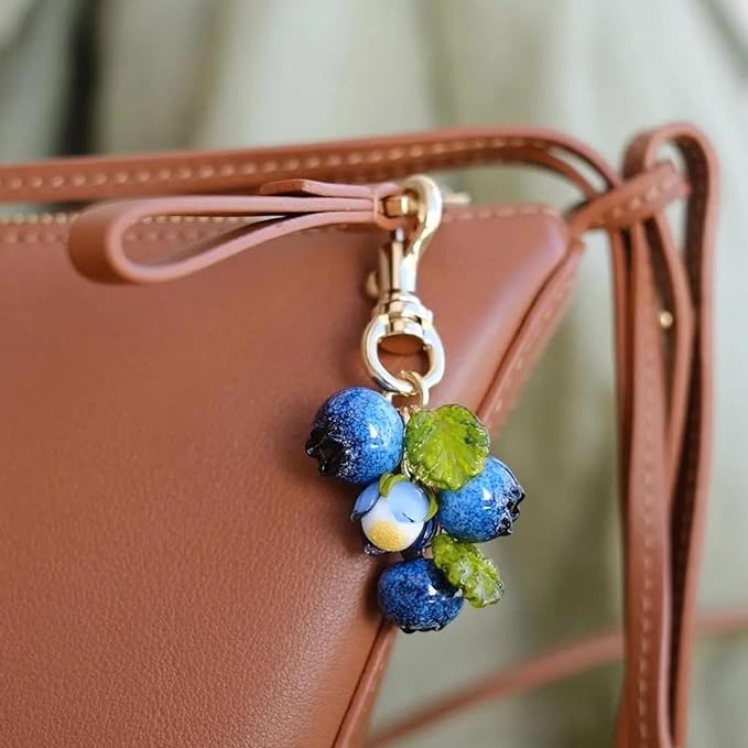 Blueberry Keychain Fruit Bag Charms Purse Charms for Handbags Tote Bags Cute Blue Fruit Accessories Gifts for Women