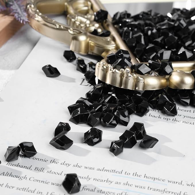 DomeStar 550PCS Black Vase Fillers, Acrylic Fake Crushed Ice Rocks Gems Crystals Plastic Diamonds for Vase Fillers Centerpiece Aquarium Tank Table Scatter Photography Props DIY Display Decoration