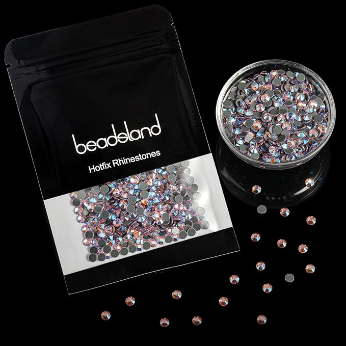 Beadsland Hotfix Rhinestones, 1440pcs Flatback Crystal Rhinestones for Crafts Clothes DIY Decorations, Light Pink AB, SS12, 3.0-3.2mm