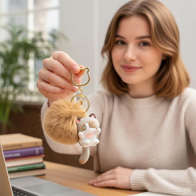 Cat Keychain bag charms for handbags Cute Keychains for Women Kawaii Cat Backpacks Accessories cat plush keychain