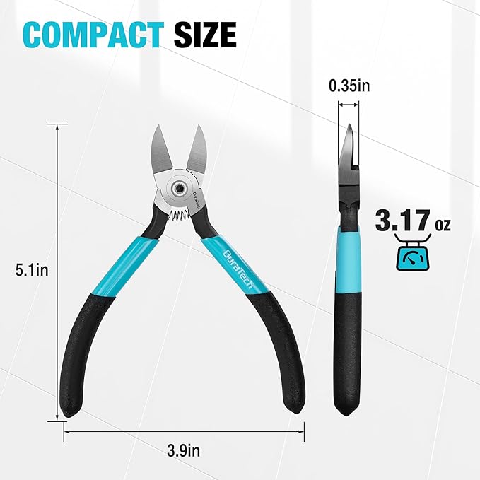 DURATECH 5-Inch Professional Wire Cutter, Wire Snips with CNC Machined Edges, CR-V Thickened Flush Cutter, Ultra-Sharp Small Wire Cutters for Crafting, Electronics, Zip Ties, and Jewelry Making