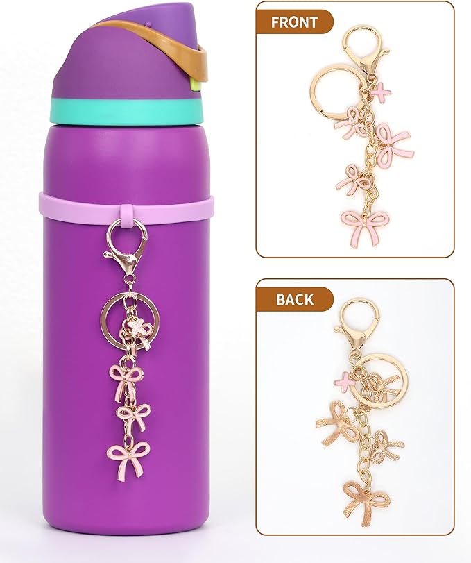 Bow Purse Charms Keychain - Pink Bow Alphabet Letter Key Chain, Bag Charms Wallet