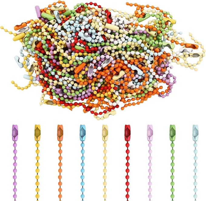 300 PCS Ball Chain Keychain Ball Bead Chain 2.4mm Balls Chains for Making Jewelry DIY (Mixed Color)