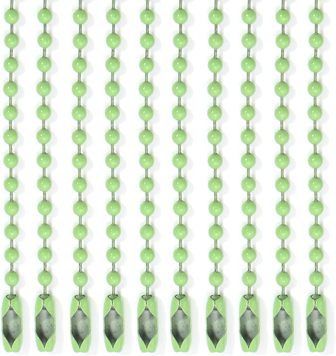 Lemonkey 10Pcs Ball Beads Chains Bulk,Green KeyChains Rings Metal 4 Inch Dog Tag Metal Small Chains with Connectors for Hanging Decoration